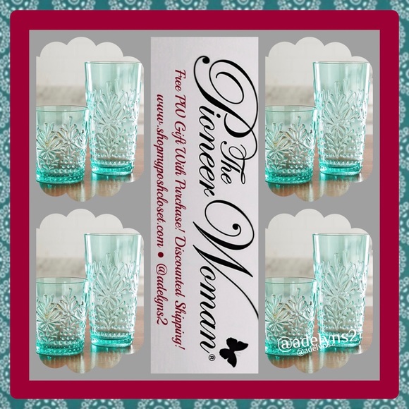 The Pioneer Woman Other - 🌺 New Pioneer Woman Sunny Days Tumbler, Set of 8 Tumblers Set, Teal Blue